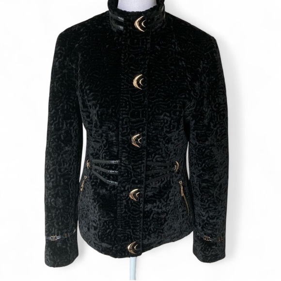 Kenzo Jackets & Blazers - KENZO Paris Black Velour Velvet Gold & Strappy Jacket size XL